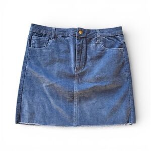 Nwt Large Newbury Kustoms boutique corduroy blue frayed hem skirt boho preppy